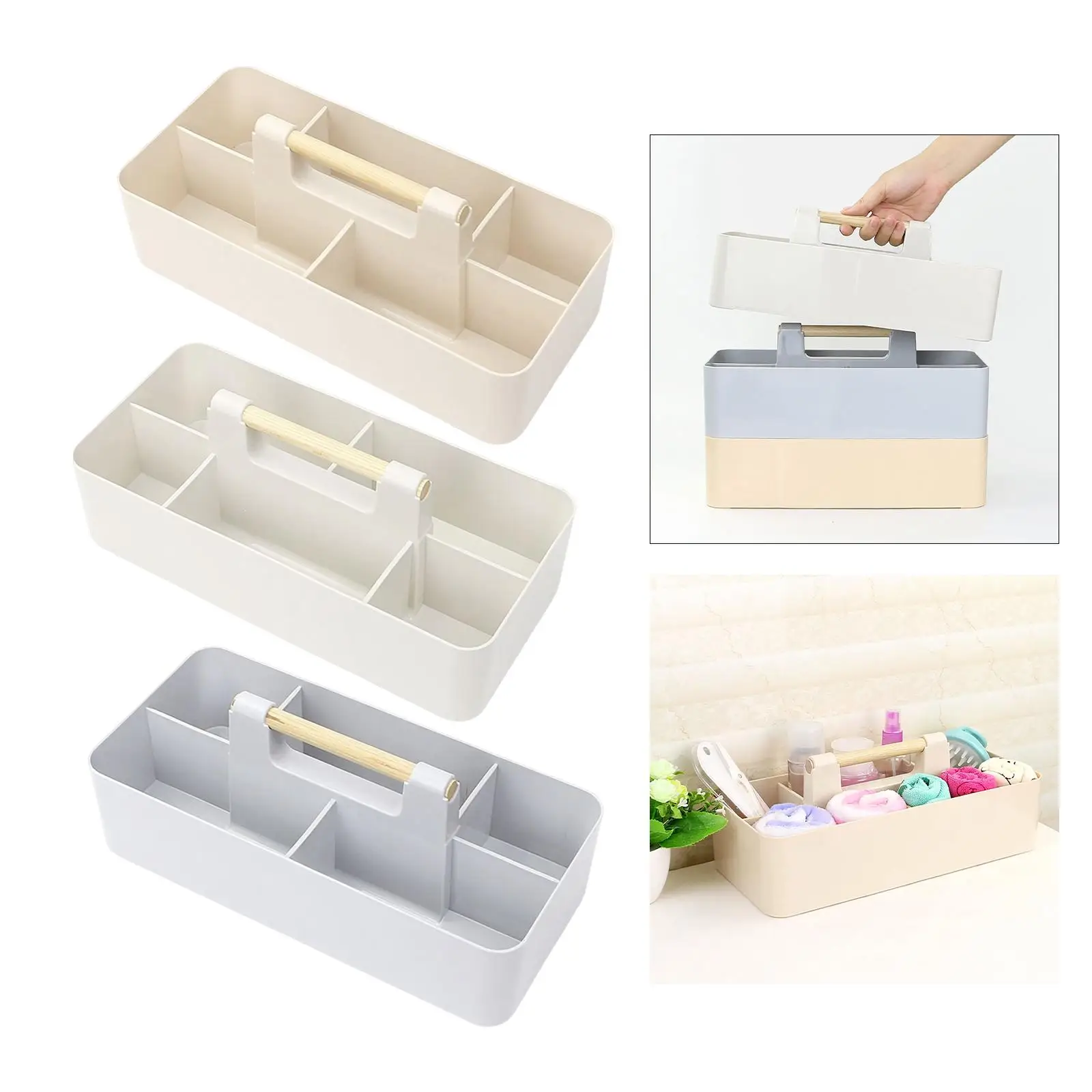 1Pcs Storage Box W/ Handle Holder Multi Grid PP for Pencil Laundry Cabinets