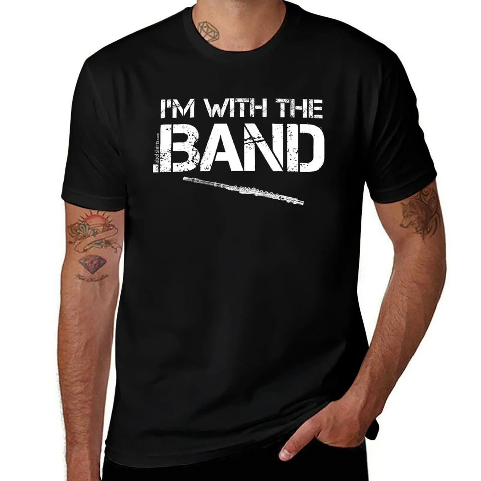 I'm With The Band - Flute (White Lettering) T-Shirt sweat shirts graphic tee hippie clothes designer shirts designer t shirt men