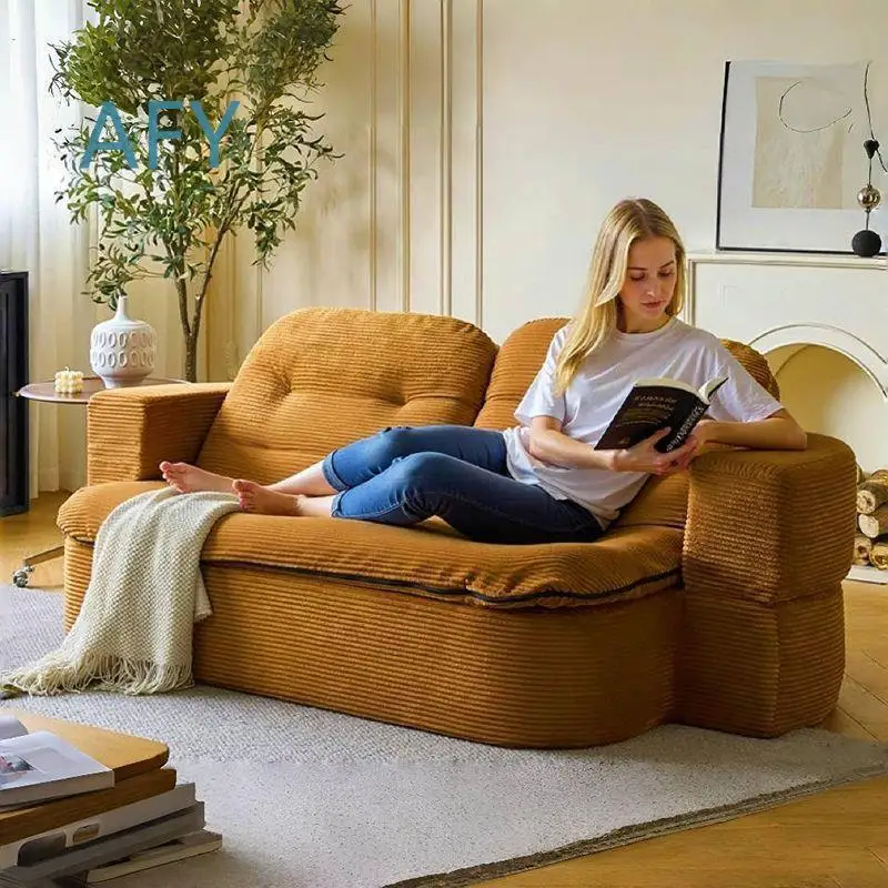 Vintage Style Vacuum Compression Kangaroo Sofa for Small Living Room Foldable 2 in 1 Lounge Lazy Sofa Bed for Home Use