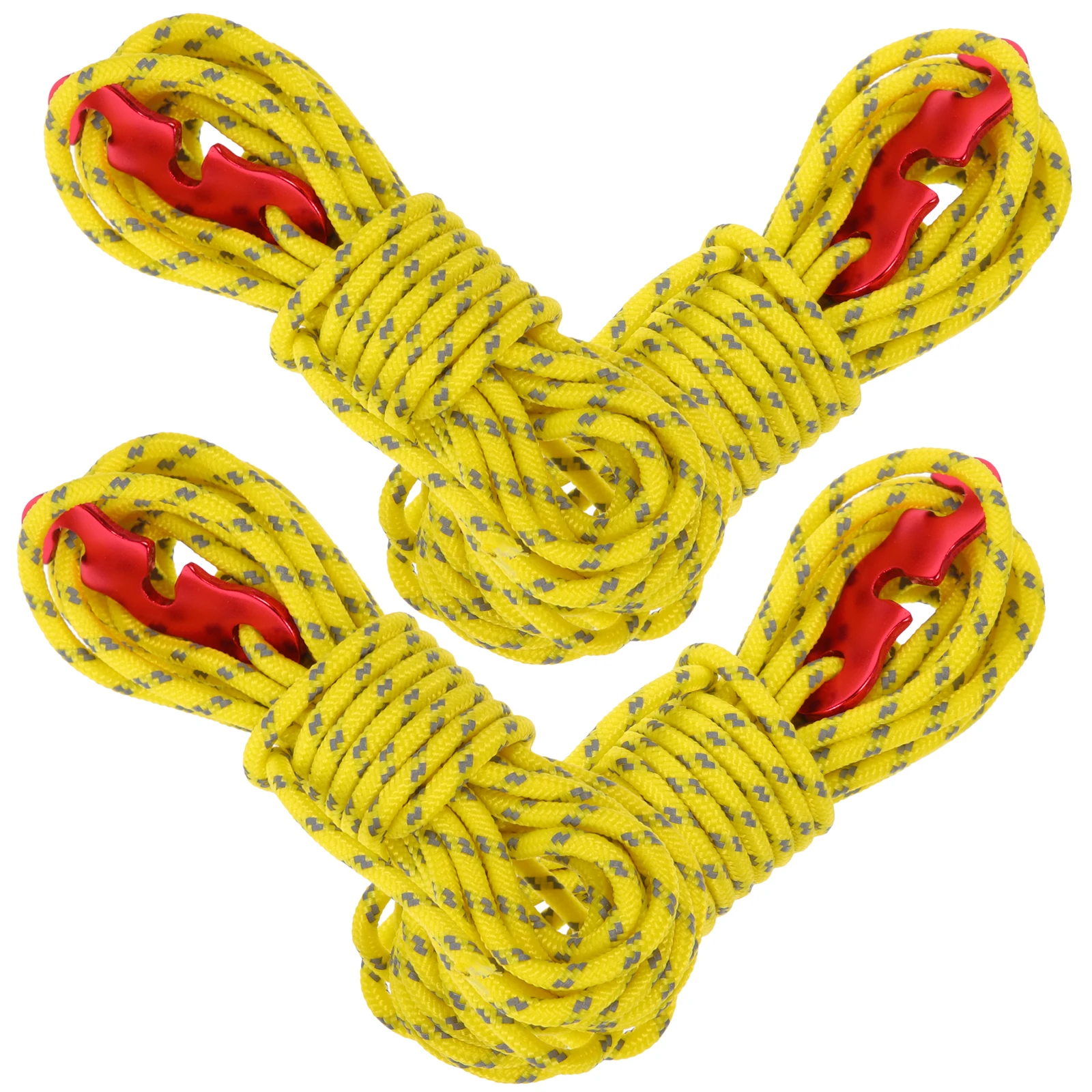 

4 Pcs Wind Rope Buckle Guy Line Tent Reflective Camping Cord Multifunction Yellow