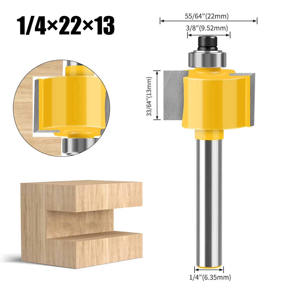 

1/4 Handle Ball T-knife Slot Knife Slotting Knife Woodworking Milling Cutter Double-edged Ball Tool