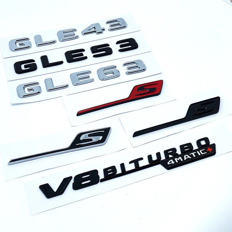 

Letters GLE43 GLE53 GLE63 GLE63S V8 Biturbo 4matic+ Emblem for Mercedes Benz AMG Car Side Trunk Rear W166 W167 Logo Sticke