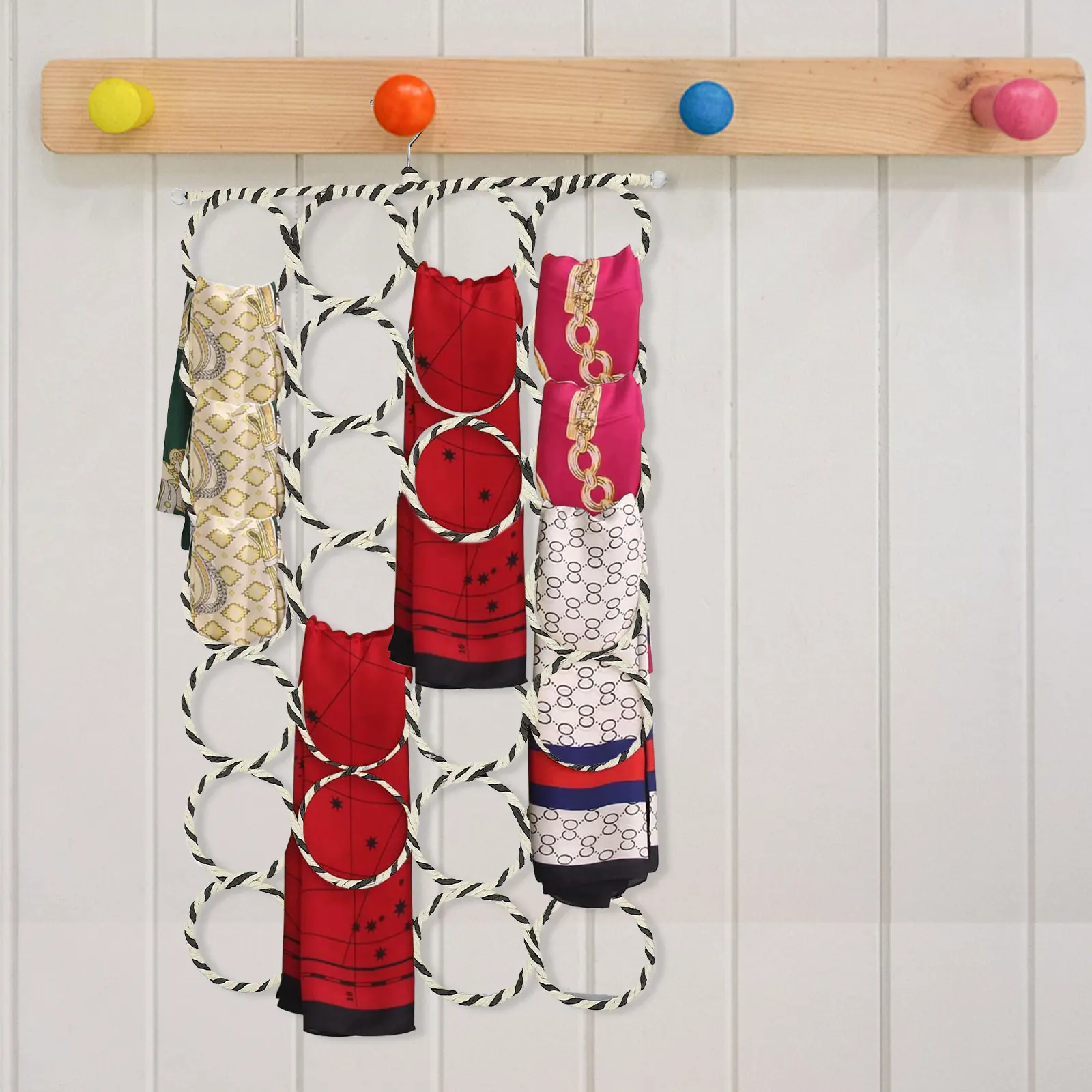 

Paper Rattan Hanger Scarf Ties Belts Accessories ganizer Storage Strong High Quality Material Closet Rod Hook