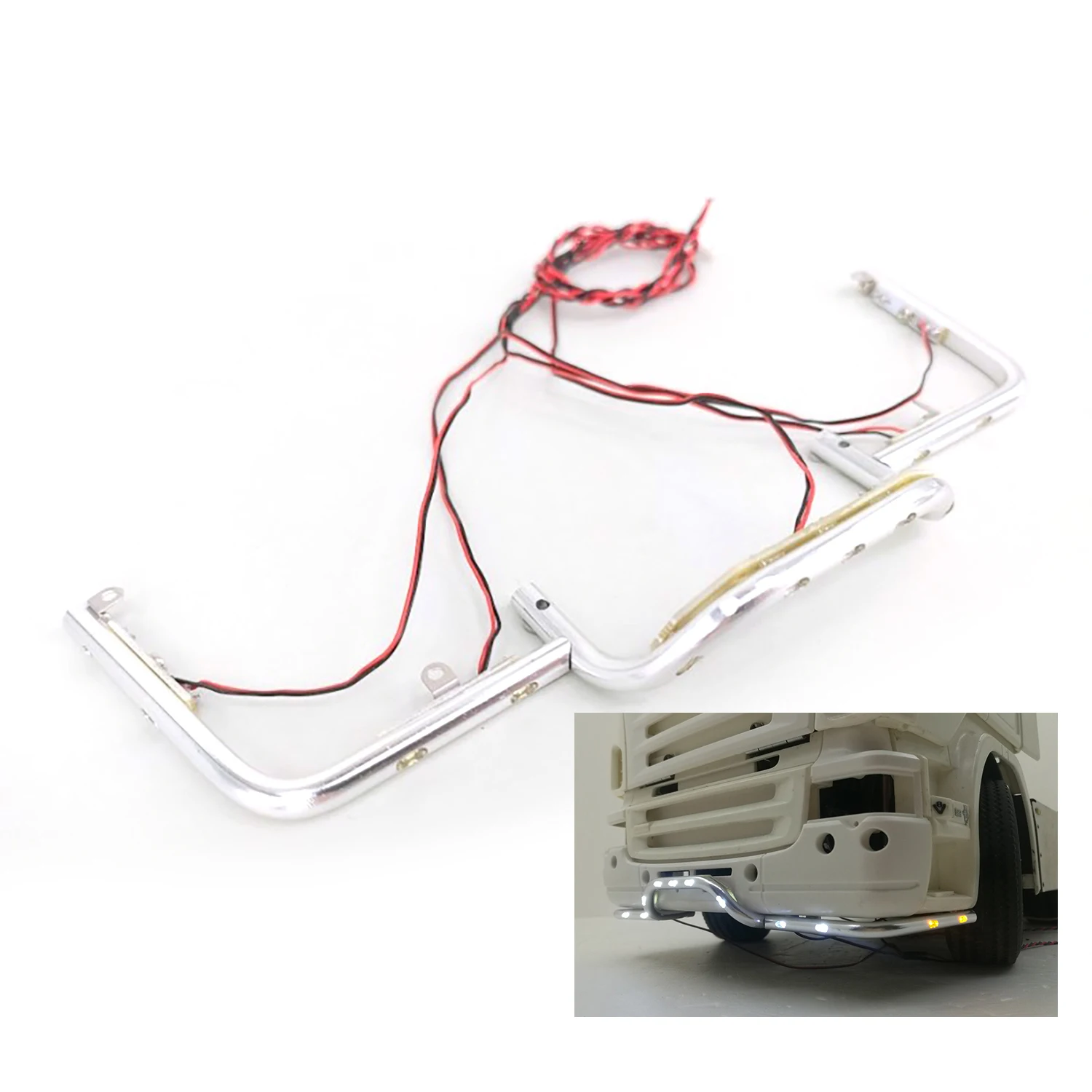 

Degree Accessories Metal Front Bumper Led Light Spare Parts For Tamiyaya 1/14 RC Tractor Truck 56323 Th20232-Smt8