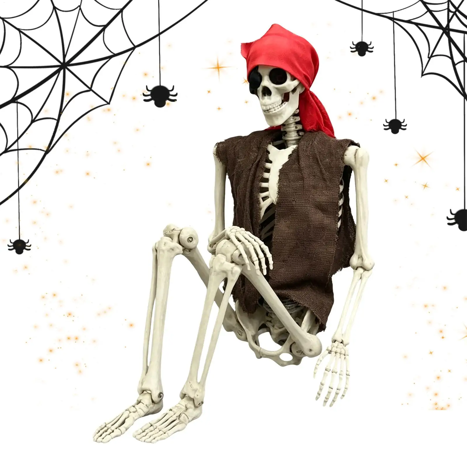 Decoração de Esqueleto Falso para Halloween, Corpo Inteiro com Ossos e Articulações Móveis, Adereço para Festa em Jardim ou Quintal, Fundo para Fotos de Casa Assombrada