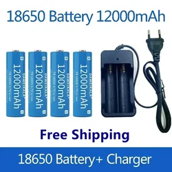 18650 battery 3.7V 12000mAh rechargeable Li-ion battery for Led flashlight Torch batery lithium battery charger