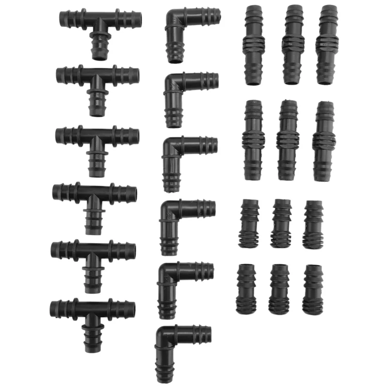 

ABKP-Irrigation Fittings Kit For Drip Tubing -30 Tees, 30 Couplings, 30 Ends,30 Elbows 16Mm Compatible Drip Sprinkler Systems