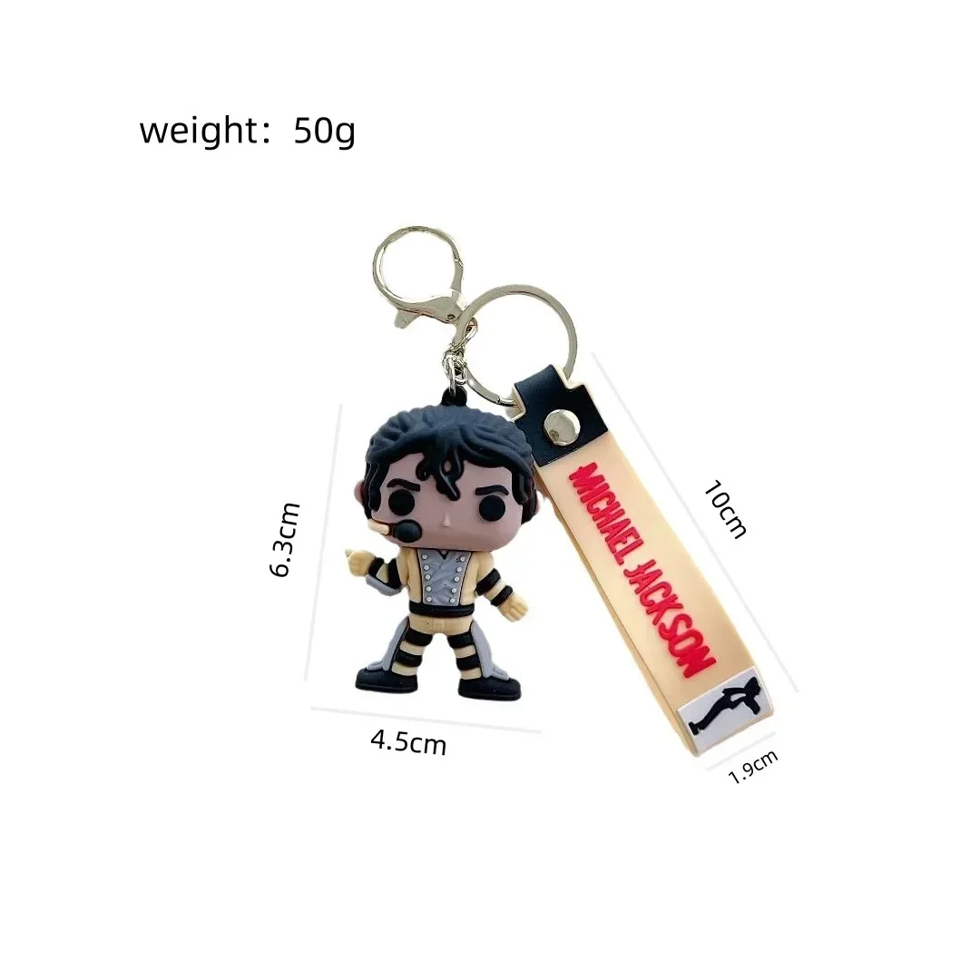 Creative King of Dance Michael Jackson Keychain Handmade Key Ring Holder Pendant Key Chains Men\'s and Women\'s Bag Accessories