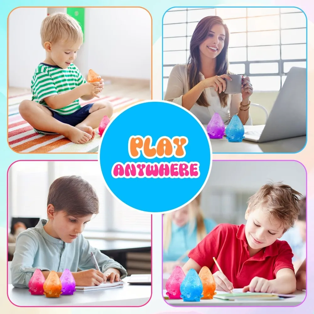 Squishy Drop Fidget Toy Stress Relief Sensory Toys for Adults Kids Autism ADHD, Ice Cube Shape Hand Exercise Stress Ball Gifts