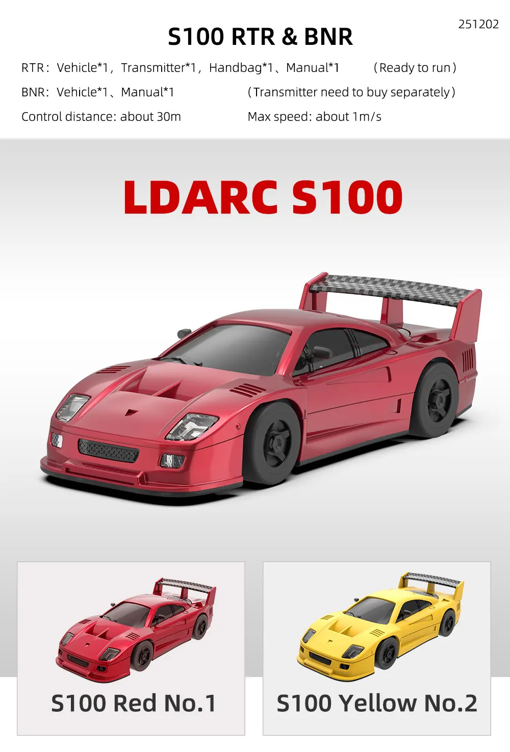 LDARC S100 1:64 1/64 RC Mini Fahrzeug/Rennwagen, CT03 2,4 GHz 10CH Fernbedienung Erwachsene Kinder Spielzeug Geschenk – Detail 1