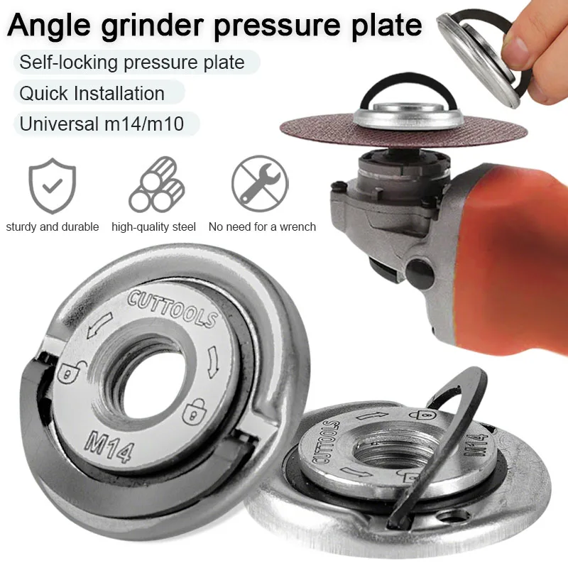 

Зажим для стопорной пластины угловой шлифовальной машины M14/M10, портативная установка и разборка, быстрый зажим, самоблокирующийся инструмент для нажимной пластины