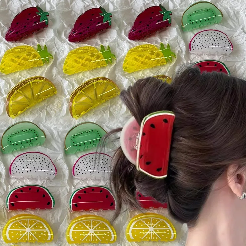 

1pc Summer Fruit Based Hairclip Korean Version Shark Clip Acrylic Clip Creative Colorful Cute Clips Hair Hairpins Accessories