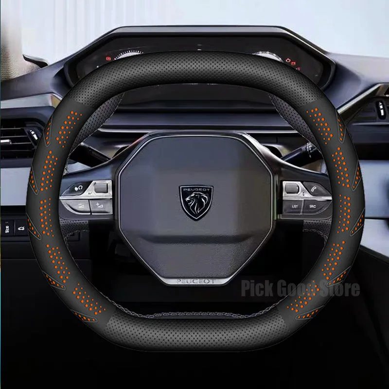 35CM Leather Car Steering Wheel Cover for Peugeot 5008 3008 308 508 E 2008 408 SW GT Rifter 2023 2024 2025 2026 Car Accessories