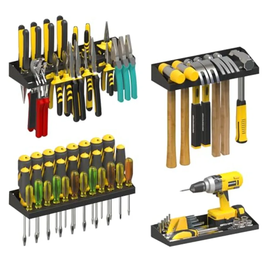 Wall Mount Hand Tool Storage Set Screwdriver Organizer Pliers Holder Hammer Rack Metal Hardware Tray for Garage Workshop Workbe