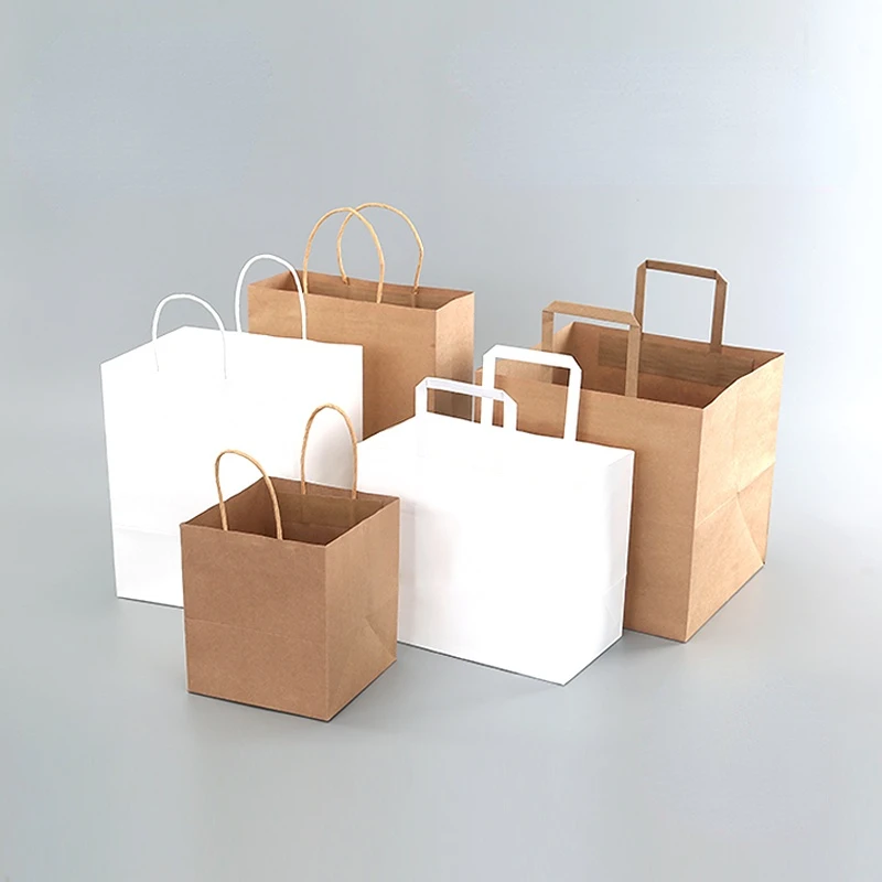 

25pcs Portable Packaging Kraft Paper Bag Baking Cake Bread Dessert Food Packaging Takeaway Bags