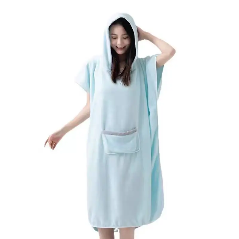 2025 New Model Hooded Wearable Bath Towel Adult Bathrobe Loose Large-Sized Bathing Gown Water Absorbing Mantle Cloak Home Clothi