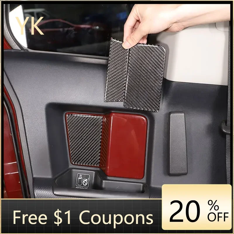 

For Toyota FJ Cruiser 2007-21 Interior Car Accessories Soft Carbon Fibre Car Rear Door Inner Handle Slot Mat Cover Trim Sticker