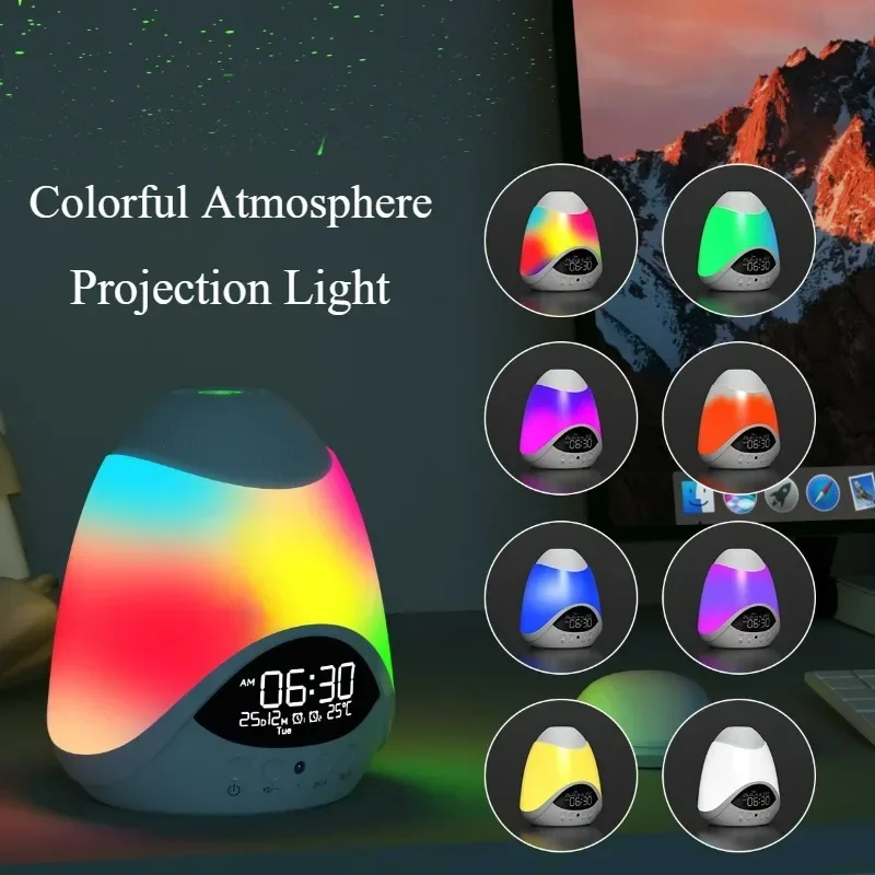 เพลงไฟกลางคืนดาวแสงฉายเลเซอร์ลําโพงบลูทูธแสงบรรยากาศที่มีสีสันจอแสดงผลดิจิตอลนาฬิกาปลุกเวลา