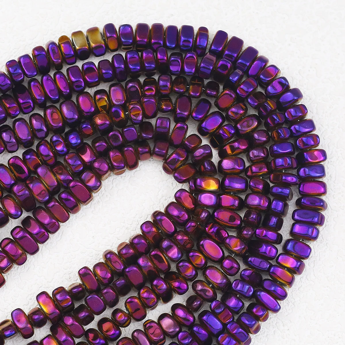 Lila unregelmäßiger Kies Hämatit Naturstein lose Distanzperlen ca. 10 mm für Schmuckherstellung DIY Armband Halsketten Zubehör