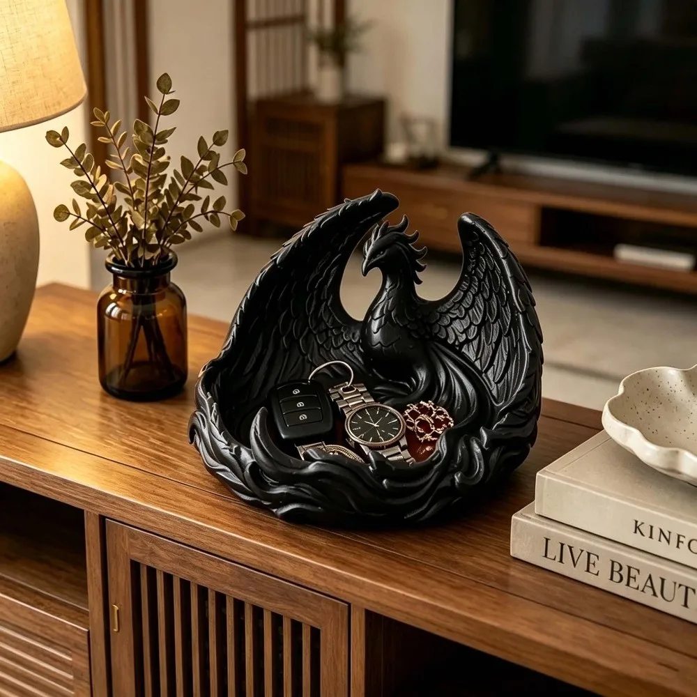 Fashion Phoenix Shape Storage Tray Vintage Resin Multi-Color Coin Holder Tray Creative Large Size Home Decorative Ornament Women