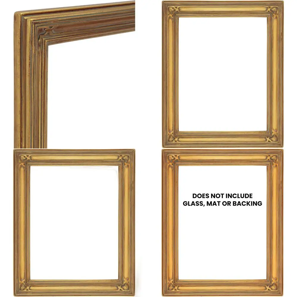 

Elegant Gold Antique-Style 8x10 Picture Frame for Canvas Art, Open Back, No Glass