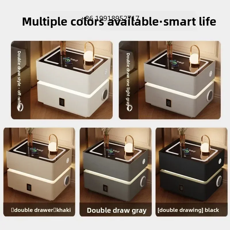 Floating LED Bedside Table  Nightstand with Wireless Charging Luxury Modern 2-Tier Storage Drawer Compact Bedroom Furniture