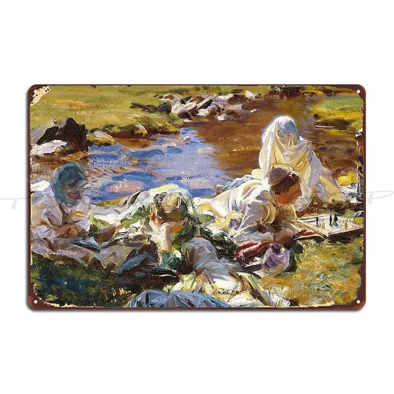 Bedouins By Sargent Casbah Art Oriental Style Peasant Woman During Harvest Break  Metal Sign Designer Classic Tin Sign Poster