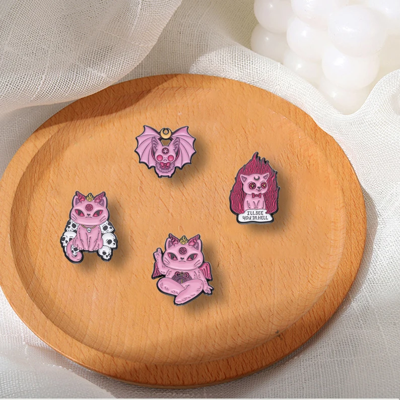 Cute But Creepy Enamel Pins Custom Sodan Cat I Will See You In Hell Brooches Lapel Badges Punk Animal Jewelry Gift for Friends