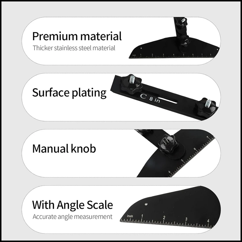 A76X-Stair Treads Gauge Template Tool,Stair Measuring Ruler Set,Shelf Layout Tool For Stairs,Risers,Shelf And Cutting Drywall