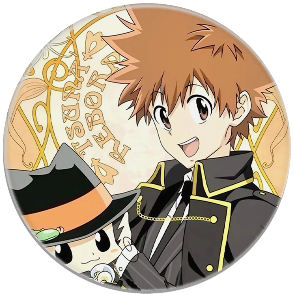 58mm Anime Katekyō Hitman Reborn! Sawada Tsunayoshi Kozato Enma Cosplay COSTUME Badge Pin SPTE Tinplate Brooch﻿ Prop Gilf