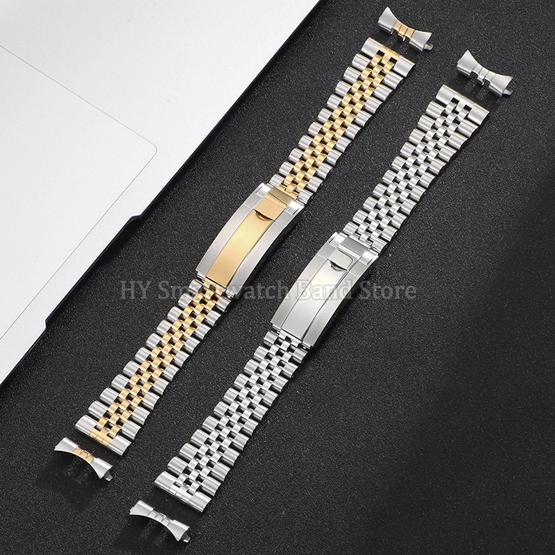 Cinturino per orologio in metallo con estremità curva 20mm 21mm 22mm per Rolex per Viti in acciaio inossidabile Jubilee cinturino da polso con fibbia pieghevole braccialetto da uomo