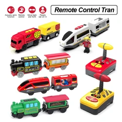 Coches de juguete con Control remoto para niños, juego de Tren Eléctrico para niños, Compatible con vía de madera, ferrocarril, juguetes para niños, regalos W01