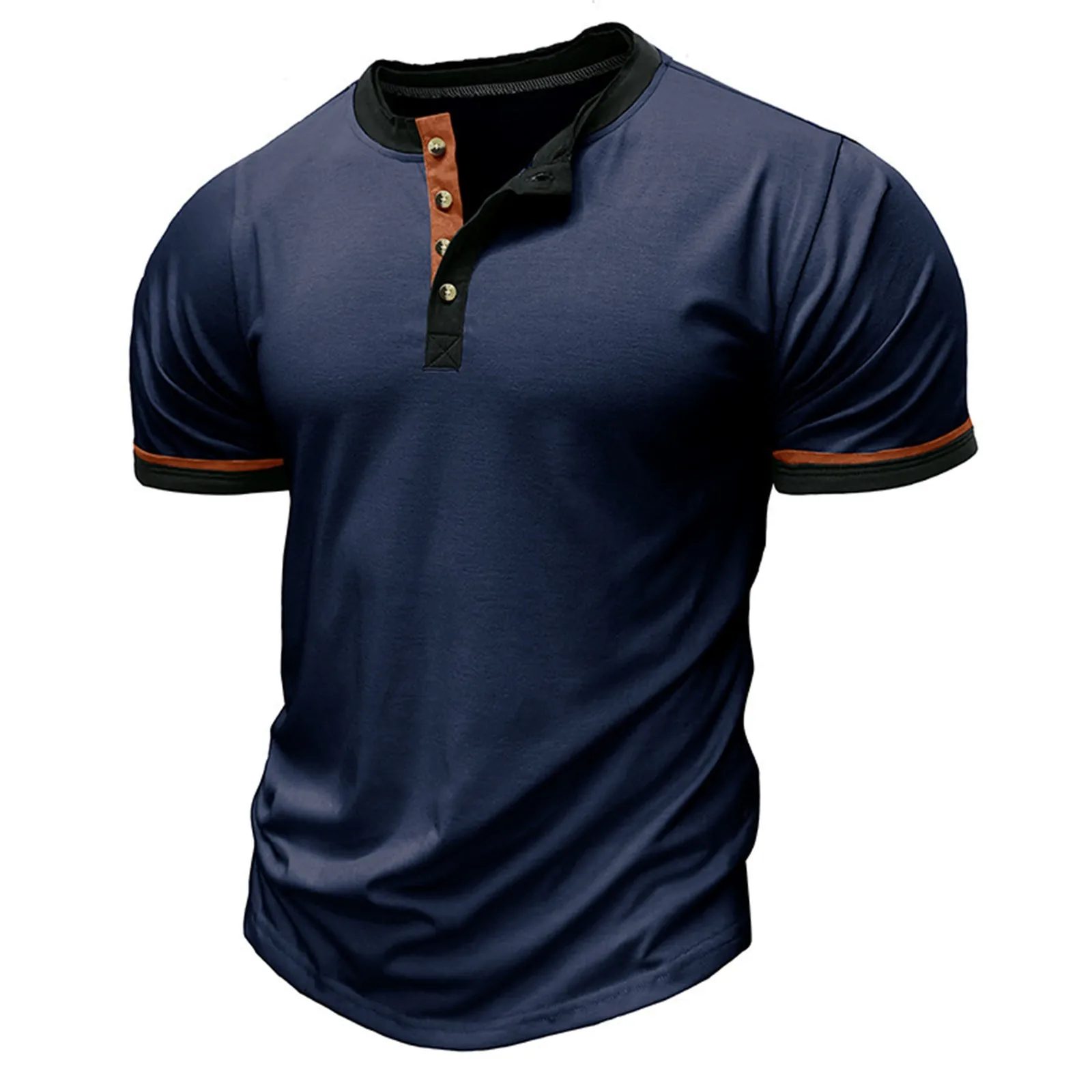 

Polo Shirt Man 2025 New In Tops & Tees Men Summer Matching Color Outdoor Round Neck Open Tube Short Sleeve Bottoming T-Shirt Top