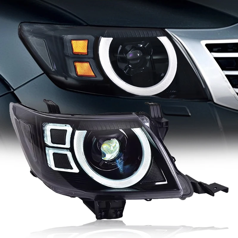 

SXLL Светоизлучающие диодные фары 2011-2014 Фары Hilux DRL Поворотный сигнал Дальнего света Объектив «ангельские глазки» в сборе