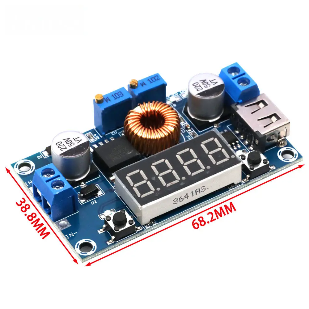 Módulo Carregador de Bateria de Lítio, DC-DC, XL4015, 5A, Digital, LED Drive, CC, CV, USB, Step Down, Conversor de Buck, Voltímetro, Amperímetro, Módulo