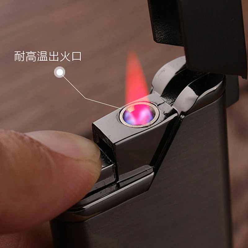 New Ultra-thin Turbo Butane Metal Lighter Red Flame Windproof Gas Lighter Cigarette Cigar Accessories Men\'s Gifts Outdoor Tools