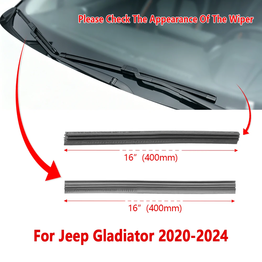 

Wiper Refill Rubber Strip 16" for Jeep Gladiator‌ 2020 To 2024 Car Wiper Replacement Rubber 1Pair