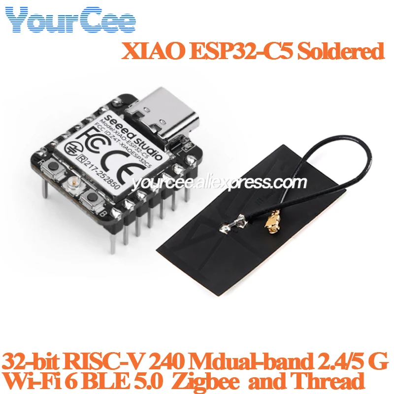 10 szt./1 szt. Płytka rozwojowa Seeed Studio XIAO ESP32C5, moduł 32-bitowy RISC-V, takt 240 MHz, Wi-Fi 6 2.4/5 GHz, BLE 5.0, Zigbee, Thread — zdjęcie produktu 3