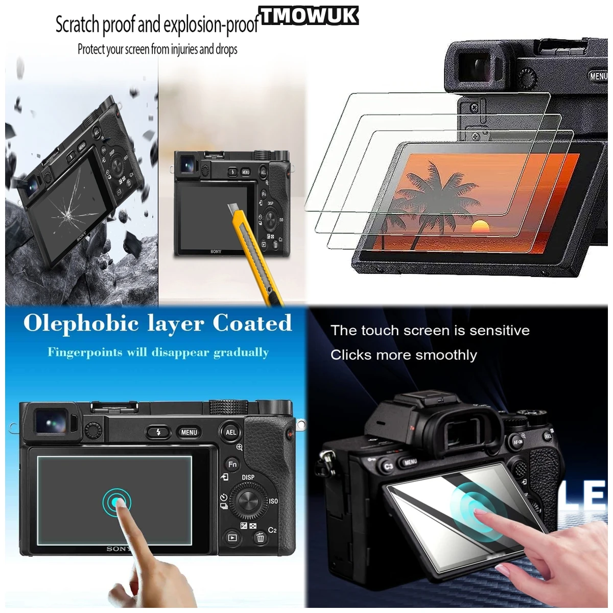 Case-Friendly 9H Tempered Glass Guard For Sony Alpha A6600 A6000 A6100 A6300 A6400 A5000 NEX-7/6/5/5N/5T/5R/3 – Scratch Resistan