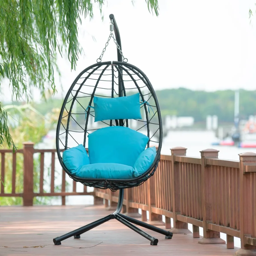 

Egg Chair with Stand Indoor Outdoor Swing Chair Patio Wicker Hanging Egg Chair Hanging Basket Chair Hammock Chair with Stand fo