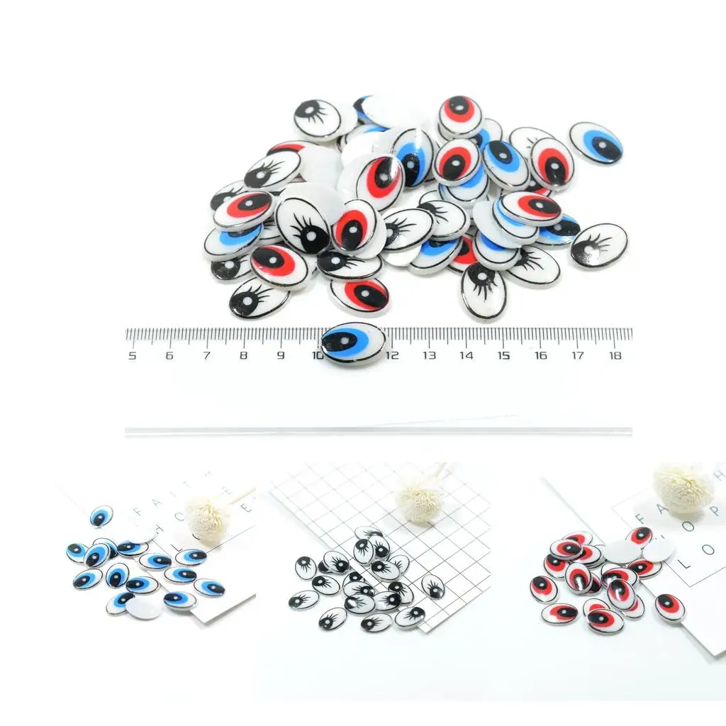 Flat Oval Cartoon Eyes Plastic Flatback DIY Doll Eyes for Crafting Miniatures Objects Decorative Dolls Use view 4