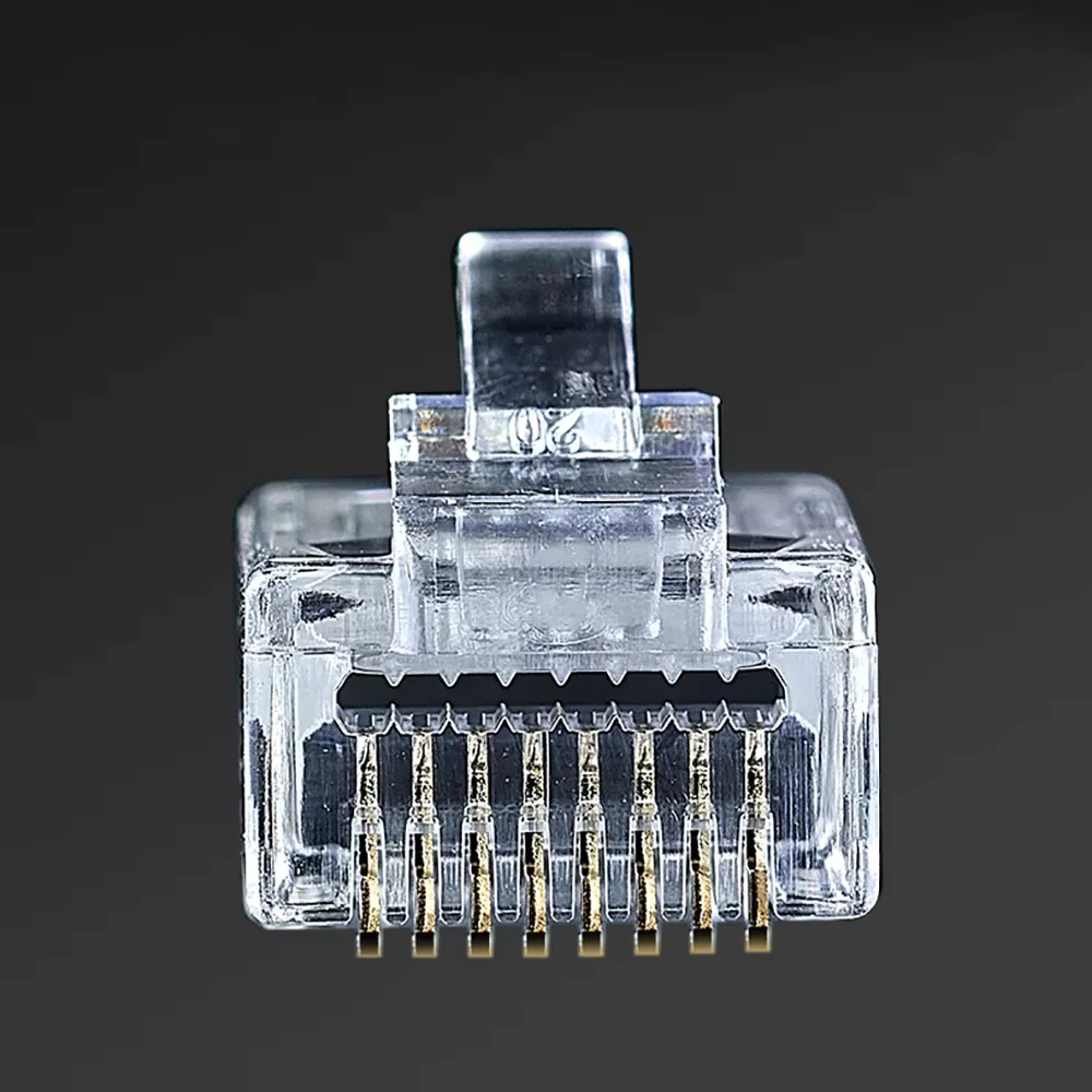50/100pcs RJ45 Cat6 Connector 6U Gold PlatedPass Through Ethernet Cables Module Plug Network RJ-45 Crystal Heads Cat5 Cat5e