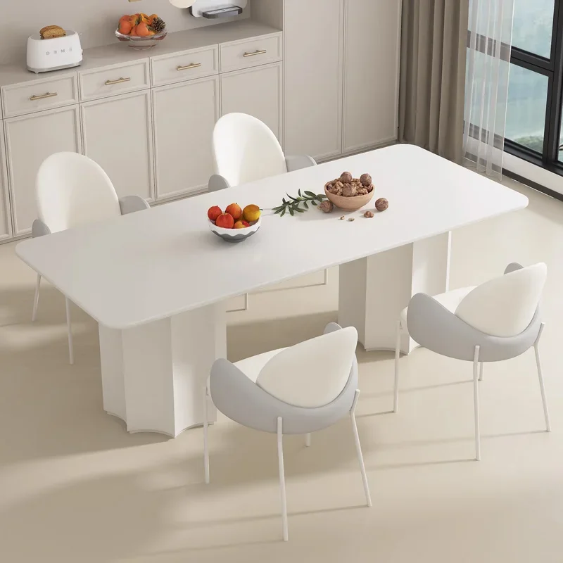 

Luxury European Dining Table White Rectangle Onement Legs Metal Dining Tables Office Restaurant Mesa Comedor Home Furnitures