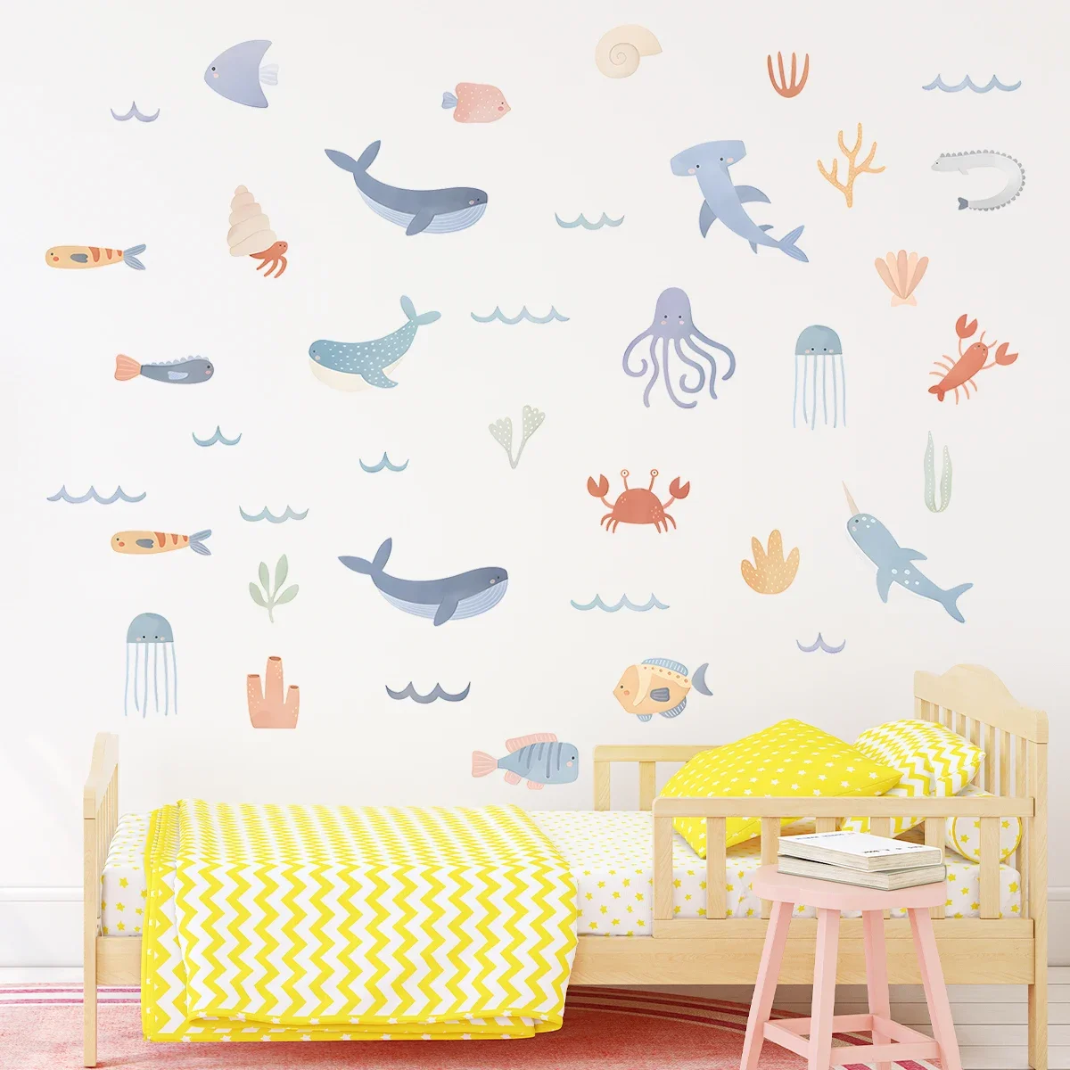 1Pc Cartoon Marine Animal Furniture Wall Sticker Home Decor Accessories Living Room Decoration Bedroom Kid Baby Room Living Room