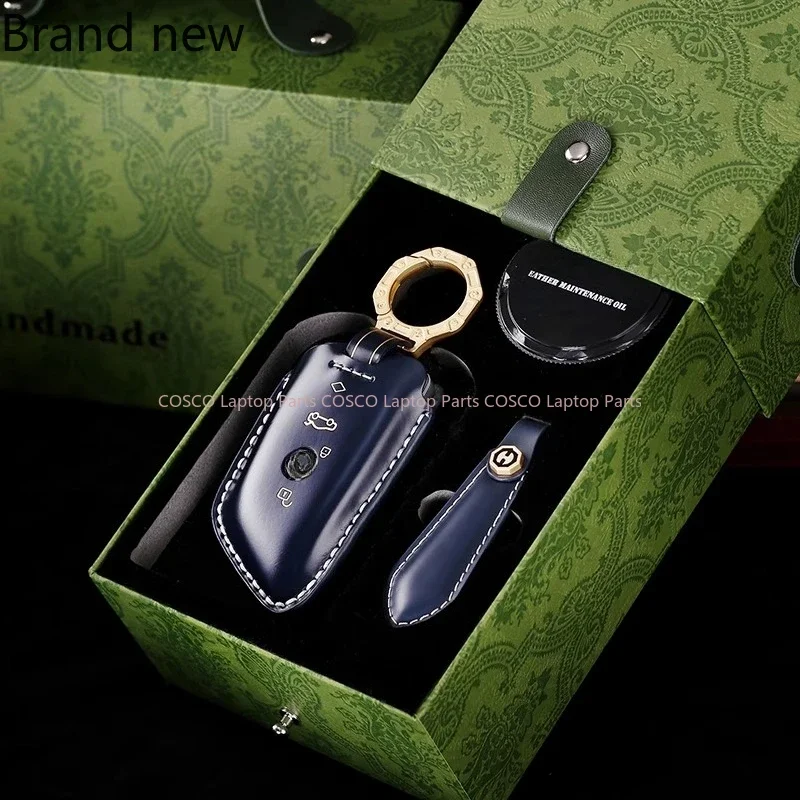 

For BMW Key Case Suitable for 5 Series, 7 Series, X3, X5, X2, X4, X6 Blade High-end Handmade Genuine Leather Case with Buckle.