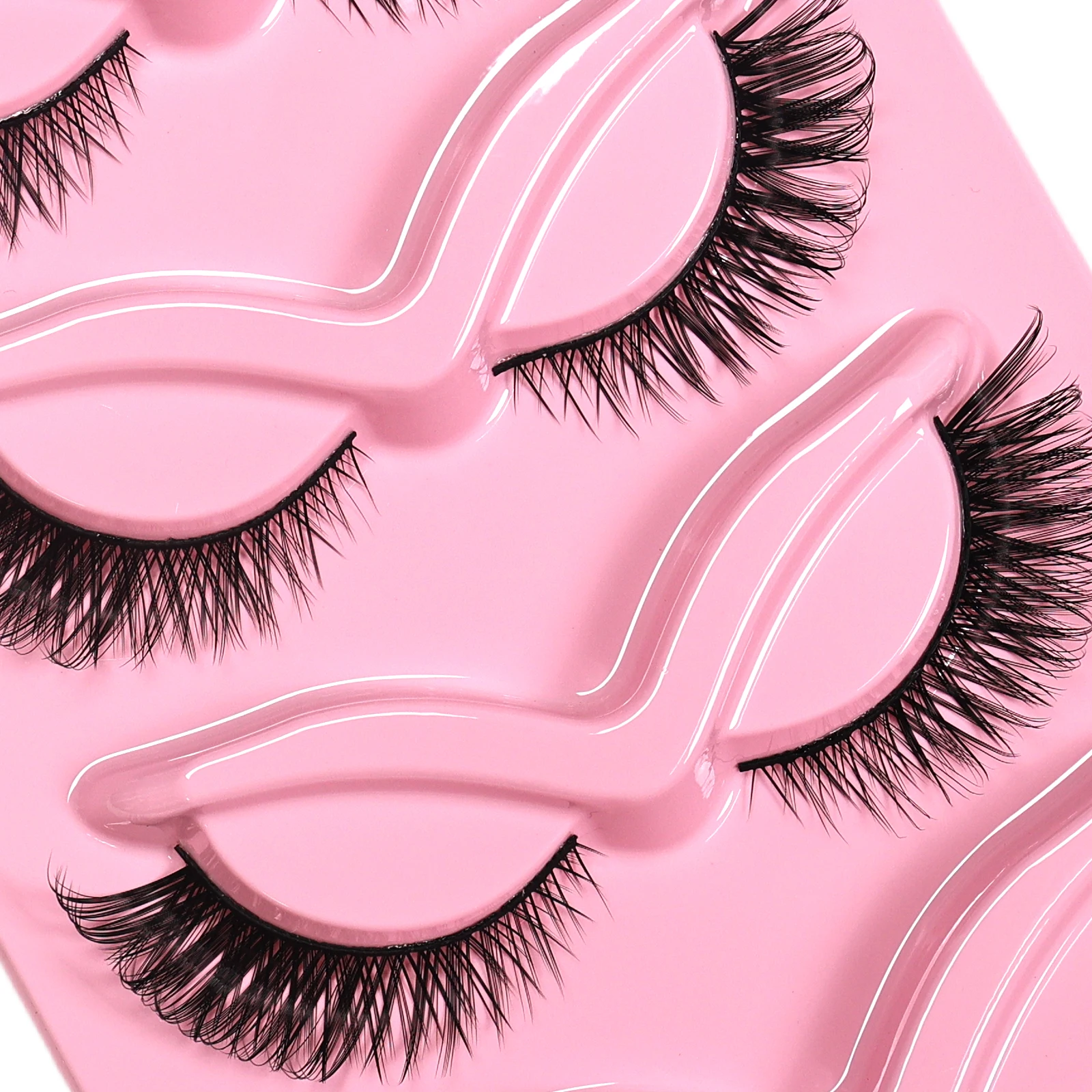 5 Pairs Fluffy Dramatic Cat Eye Lash Extensions, Wispy Curled Winged Fake Eyelashes, Thick Stereo Reusable False Lashes