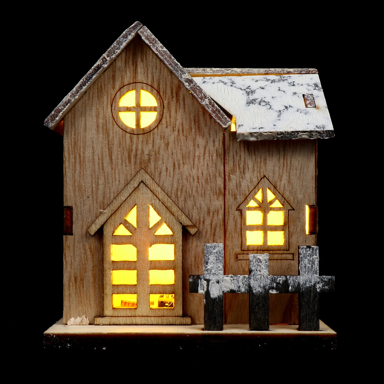 

1Pcs LED Luminous Xmas Small Wooden House Xmas Decoration Glowing Christmas Cabin Ornament Desktop Adornment Party Home Office