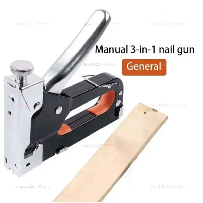 

3-in-1 Heavy Duty Staple Gun Nail Gun for Upholstery Carpentry and Fixing 600Pcs Staples Manual Durable Multi-Function Tool