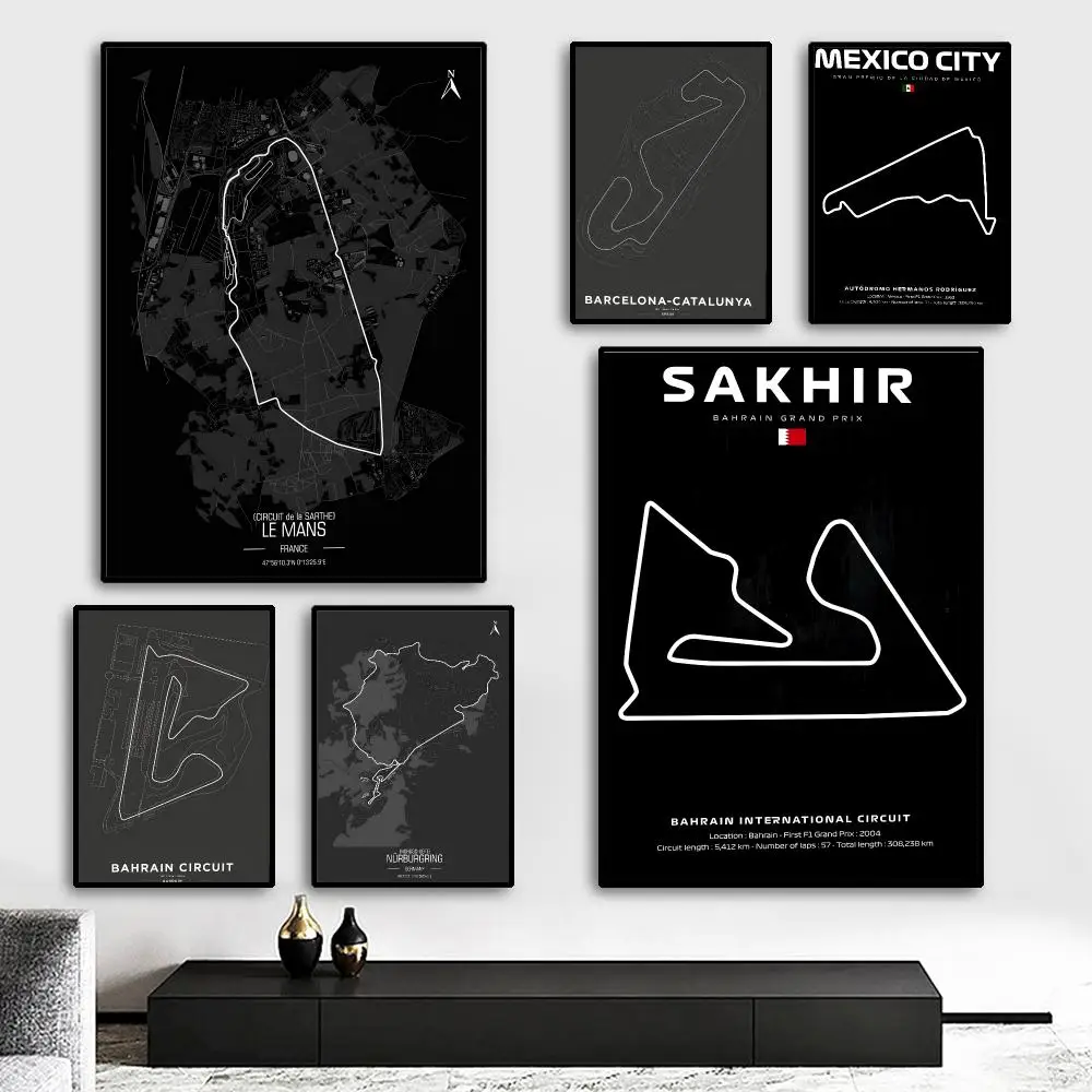 M-Monaco C-Circuit Painting Calligraphy HD Canvas Poster living room bedroom bar aesthetic decoration