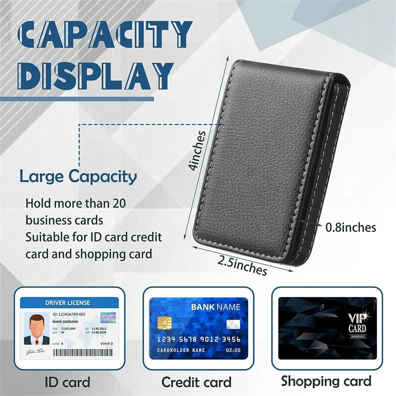 Fashion PU Leather Business Card Holder Men\'s Card ID Holder Magnetic Credit Card Case Mini Large Capacity Wallet Card Sleeve